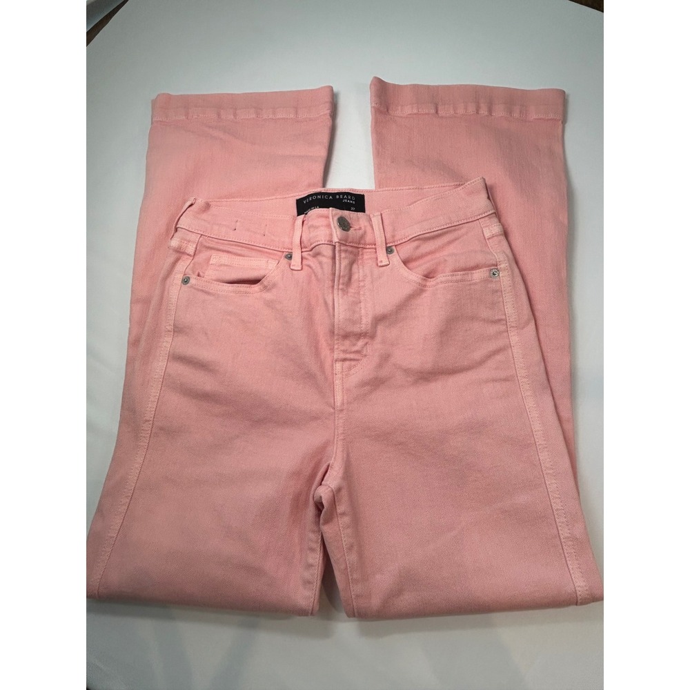 Veronica Beard "Carson" Women 27 Pink Flare Leg High Rise Stretch Denim
